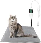 TinyWiz Pet Heating Pad for Dog Cats, Temperature Adjustable Pet Heated Bed with Timer, Cat Heating Pad Indoor with Overheating Protection, Pet Warming Pad for Cat Dog House Outdoor