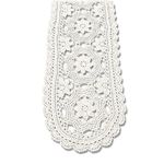 KEPSWET Oval Handmade Crochet Table Runner for Wedding Cotton Lace Beige Flowers Doily (30cm x 60cm, Beige)