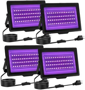 uwiner Black Light IP66 Waterproof,Blacklight with Plug and Switch, Flood Light for Glow Party,Halloween Decoration, Body Paint, Fluorescent Post (4PACK Without Remote, 40W)