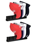 CANRAY Baseball Hat Organizer for Closet (2 Pack), Stand Up Hat Racks for Baseball Caps Tabletop, Hat Shelf Storage, Sun Visors, Ball Cap Holder, No Install Required, Black