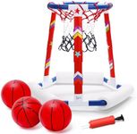 EagleStone Swimming Pool Basketball Hoop Toys, Floating Basketball Hoop Outdoor Game, Inflatable Pool Toys for Toddlers with 3 Large Balls, Pump, Stickers, Water Basketball Game for Kids and Adults
