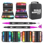 Funnasting Colouring Pens, 144 Colors Dual Tip Brush Pens, Felt Tip Pens Art Set for Children and Adults for Writing, Drawing, Painting, Sketching, Calligraphy, Coloring Book, Card Making