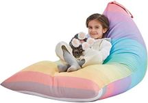 Nobildonna Stuffed Animal Storage Bean Bag for Kids (No Filler), Extra Large 250L Bean Bag Chair Cover Only, Washable Beanbag Without Filling Soft Premium Canvas Stuffable Bean Bag Cover (Rainbow)