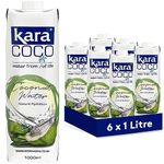 Kara Pure Coconut Water 6 x 1-Litre, Replenishing Refreshment for Natural Hydration, Coconut Taste, Packed With Electrolytes, Gluten Free, Full Of Vitamin C