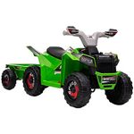 HOMCOM Electric Quad Bike, 6V Kids Ride On ATV with Back Trailer for Ages 18-36 Months - Green