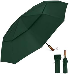 ECOHUB Parapluie Pliant Automatique Solide, Parapluie Anti Tempete Anti Retournement Parapluies Homme Femme Pliants Très Solide Résistant au Vent Parapluie PET Recyclé (Vert Armée)