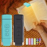 2-Pack Reading Light with 6 Bookmark, Portable Book Light for Reading in Bed, 3 Colors & 5 Brightness Dimmable Eye Care, Rechargeable Book Lamp with 30/60-min Timer for Kids, Night Reading Lovers