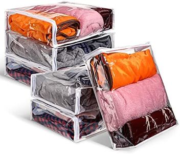 6 Packs Clear Zippered Storage Bags Sweater Moth Bags Plastic Storage for Blankets Clothes Bed Sheet Organizer with Zipper for Closet Linen Sweater Bed Sheet Clothes Pillow(16 x 14 x 4 Inch)