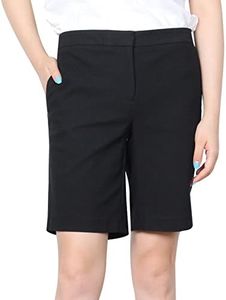 Kelly KALRK Golf Shorts for Women 9" Golf Hiking Chino Dress Shorts with Stretchy Waist and Two Pockets Black Size 12