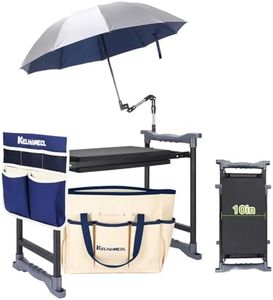 Garden Kneeler and Seat with Umbrella,Heavy Duty Gardening Bench and Stool