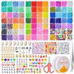 Caresity 15000+Pcs 3 Boxes 76 Colors Polymer Clay Beads Bracelet Making Kit Flat Round Heishi Beads for Jewelry Bracelets Necklace Making Kit for Both Adult Kidz Fun Craft Kit Gift