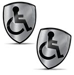 Biomar Labs® 2 x 3D Silicone Badge Stickers Decals Disabled Silver Handicapped Driver Sign Symbol Mobility Wheelchair Parking Car Motorcycle Home Window Truck Door KS 135