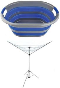 Adventure Kings Camping Clothesline 6 Lines + Collapsible Laundry Basket Camping