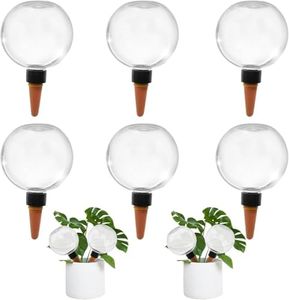 6pcs Plant Self-Watering Globes (500ml) - Large Automatic Watering Bulbs with Ceramic Stakes - Slow Release Watering System for Indoor & Outdoor Potted Plants - Clear