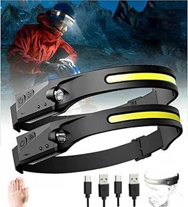 Everlyte Headlamp Rechargeable 2PCS, 230° Wide Beam Head Lamps LED with Motion Sensor for Adults, Mechanic Headlamp, Weatherproof, Lightweight Head Lights Flashlight for Hard Hat, Camping, Running