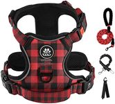 IVY&LANE No Pull Dog Harness with Leash Set, Reflective No Choke Pet Vest,Adjustable Oxford Dog Vest Harness with Easy Control Handle for Large Dogs (Checkered Red,XL)