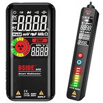 BSIDE Multimeter & Voltage Tester Kit, Rechargeable Color LCD EMF Detector and EBTN Display AC Voltage Detector Combo Electrical Test Kit, Black, Rechargeable S20