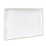 MAONAME White Decorative Tray for Coffee Table, Modern Serving Tray with Handles, Plastic Rectangular Tea Tray for Ottoman, Bathroom Decor, 15.8” X 10.2” x1.4