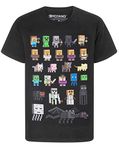 Minecraft Boys' T-Shirt Minecraft Short Sleeve, Black, 11-12 Years