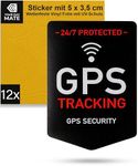 Sticker Set "GPS Tracking" 12 Pieces, 5 x 3.5 cm, Self-Adhesive Film, Exterior Adhesive, Warning Sticker Indoor and Outdoor Use, Theft Protection Sticker, Warning Sticker, GPS Alarm Secured