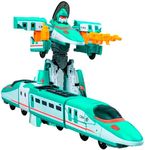 Hitatol Intercity Train High-Speed Rail 3-in-1Transforms Robot Morphing Combination Robot Weapon Walkie Talkie Bullet Toy Train (Green)