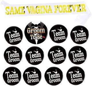 BETESSIN 13pcs Accesorios Despedida de Soltera para Novio Decorativos Boda Banda Groom To Be para Novio Broche de Insignia para Equipo Novio Team Groom Adorno Fajín Chapas