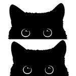 JINYUNDUOSP 2Pcs Curious Peeking Kitty Cat 6 inch Black Indoor Outdoor Vinyl Decal