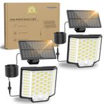 Solar Motion Sensor Lights Outdoor, Collasis 3 Modes LED Solar Flood Lights,Large Separate Solar Panel with 16.4ft Cable, 270°Wide Angle, IP65 Waterproof Solar Security Lights for Outside-2 Pack