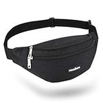 MOCOCITO Bumbags Waist Fanny Pack for Men Women Waterproof Waist Bumbag Travel Money Belt Fashion Bum Bag with3 Zip Pockets and Adjustable Belt for Sport Running Hiking Jogging,Dog Walking (Black)