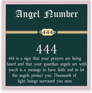 AINILOVE 14K Gold Plated Angel Numbers Bracelets for Women, Stainless Steel 444 Bracelet Lucky Numerology Jewelry for Women Friend Lucky Number Gifts(444 Bracelet)