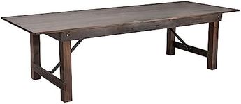 Flash Furniture Hercules Commercial Grade Farmhouse Dining Table | Solid Pine Foldable Table for 10 in Antique Rustic Mahogany | Rustic Charm for Home and Events