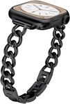 Ocaer Compatible with Apple Watch Straps 42mm 41mm 40mm 38mm, Stylish Metal Chain Link iWatch Strap for iWatch Series 10 9 8 7 6 5 4 3 2 1 SE, Slim Jewelry Apple Watch Bracelet for Women（Black）