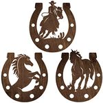 Junkin 3 Pcs Western Wall Decor Horseshoe Wood Wall Art Decor Cowboy Party Decorations Rustic Horse Shoes Decoration Hanging Western Decor Country Cowboy Decor for Home Bedroom Bathroom