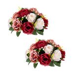 Flower Balls Wedding Rose Centerpieces: 2 Pcs Burgundy Blush & White Fake Flowers Kissing Balls Decor Artificial Floral Arrangements Flower Bouquet of Roses Home Party Room Table DIY Decoration