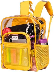SHYLERO Clear Backpack Heavy Duty has TSA Lock, 2-WAY Zipper. PVC Transparent Backpack Is Extra Large - H18''xW14''xD8, Transparent Yellow Rhino, X-Large, Backpacks
