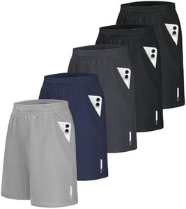 Little Beauty 5 Pack Mens Shorts with Pockets Fast Dry Basketball Athletic Shorts for Men Running Gym Casual Activewear L