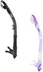 Aegend Dry Snorkel, Dive Mask Easy-Breath Free Diving Snorkel for Snorkeling Scuba Diving Freediving Swimming, with Top Dry Valve and Food-Grade Silicone Mouthpiece(Black Dark Blue & Purple)