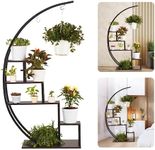 Metal Plant Stand Plant Stands for Indoor Plants Multiple, Plant Shelf for Planter, Half Moon Plant Stand for Living Room, Balcony, and Bedroom, Dark Brown 1pcs