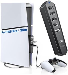 6 Ports USB Hub Only for PS5 Pro/Slim Console Disc & Digital, High-Speed USB Port Extender for PS5 Accessories, Charging Adapter with 1 Type C 3.0 + 4 USB-A 2.0 + 1 Port