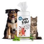 Captain Zack Wipe Right Anti-Bacterial Pet Wipes for Dogs & Cats | 80 Wipes | 100% Biodegradable |Dry Bath, Ear & Paw Daily Cleaning | Contains Tea Tree Oil, Vitamin E & Aloe Vera |