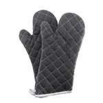 ARCLIBER Oven Mitts Flame Retardant Mitts Heat Resistant to 425° F 15 Inch Black Color 2-Pack