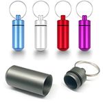 5 Packs Mini Keychain Pill Holder Fob, EFFIET Waterproof Portable Tablets Container Case Aluminum Outdoor Camping Emergency Pill Capsule Box Bottle