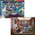 Bits and Pieces - 1000 Piece Jigsaw Puzzle for Adults - Value Set of Two (2) - Murder at The Museum & Murder at Bedford Manor - 1000 pc Mystery Jigsaw by Artist Gene Dieckhoner