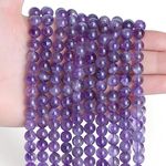 XIANNVXI 8mm Amethyst Beads Purple Beads Crystal Beads for Jewelry Making Loose Beads Gemstone Beads for Jewellery Making DIY Polished Amethyst Bracelet Beads for Crafting 47 Pcs