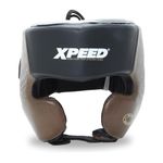 Xpeed Premium Leather Headguard for Boxing, Karate, MMA, Kickboxing, Non Slip Fit, Multi Adjustment Setting Internal Soft Padded Headgear (Pack of 1) (L)