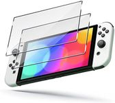 Tentoki Screen Protector for Nintendo OLED Switch, [2-PACK] Tempered Glass for Nintendo Switch OLED white, HIgh Transparency, fits the original dock