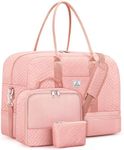 Weekender Bags for Women, Large Overnight Bag Canvas Travel Duffel Bag Carry On Tote with Shoe Compartment 21" 3Pcs Set
