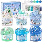 LAWOHO 6 Packs Snow Slime Kit - Cloud Slime, Butter Slime, Clear Slime & Water Slime, Slime for Kids with Add-ins, Slime Making Kit for Kids Party Favours, Birthday Halloween Christmas Easter Gifts