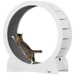 PawHut Cat Treadmill, Cat Exercise Wheel, 30 inch Kitten Running Wheel with Brake, Carpeted Runway for Exercise - White