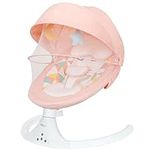Napei Baby Swings for Infants, Baby Rocker for Infants with 5 Speeds, 10 Lullabies, and Remote Control, Baby Girl Swing for 5-20 lb, 0-9 Months (Pink)